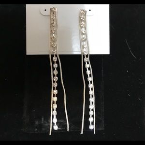 “Candie’s” Silver & Rhinestone 3 ½” Earrings